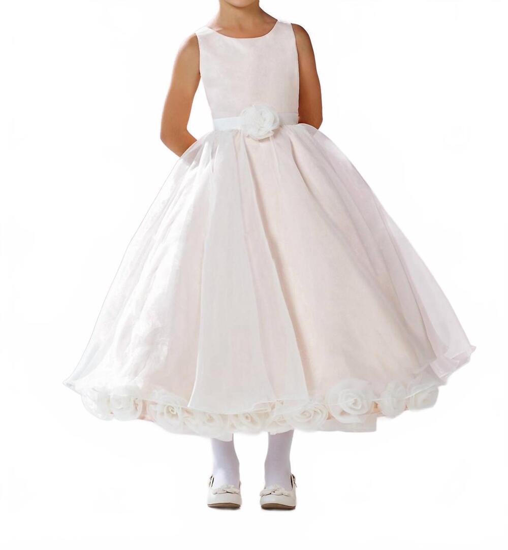 NEW JOAN CALABRESE toddler 3d flower hemline fancy dress in ivory